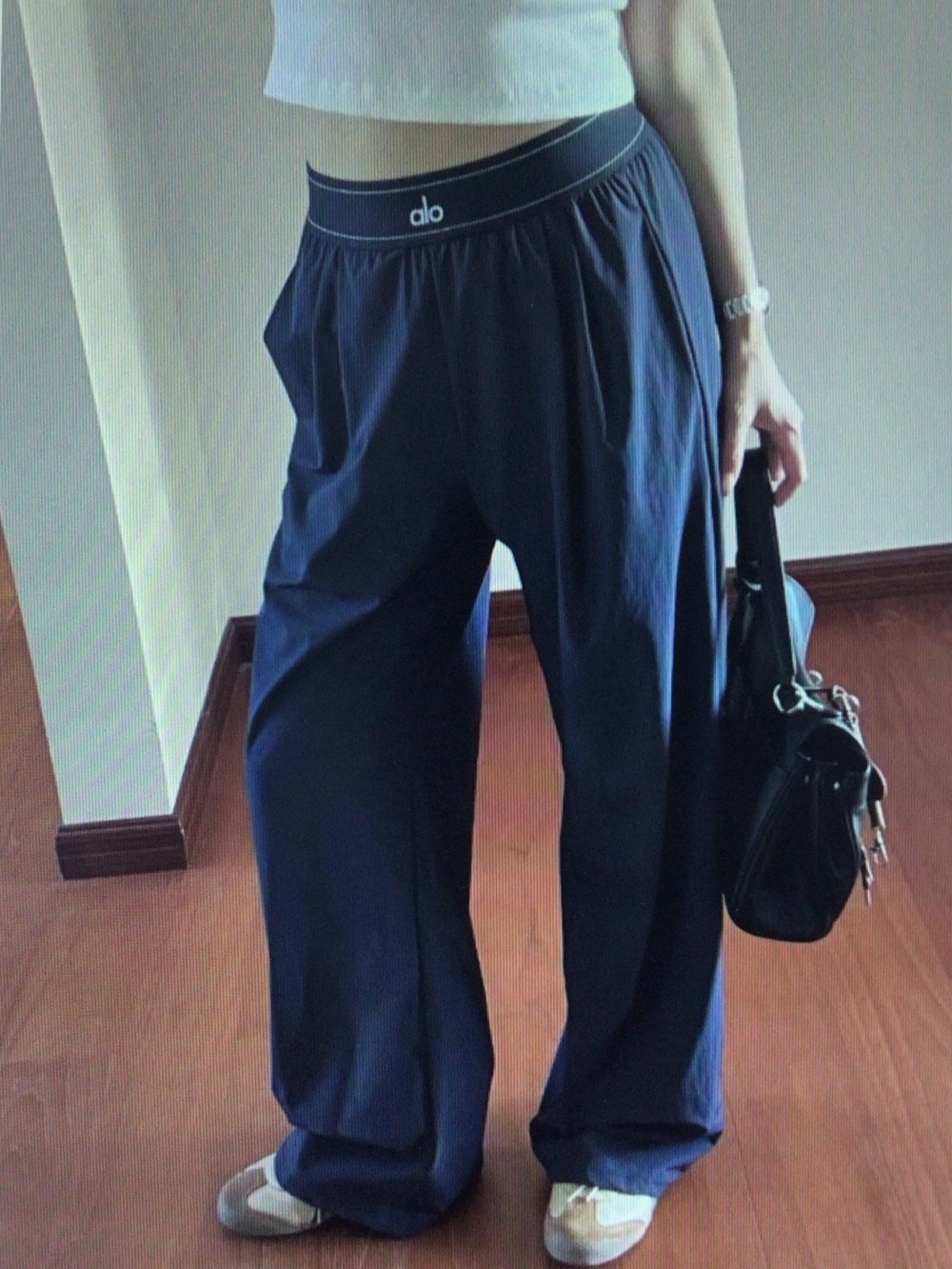 ALO Yoga Wide Leg Navy Trousers